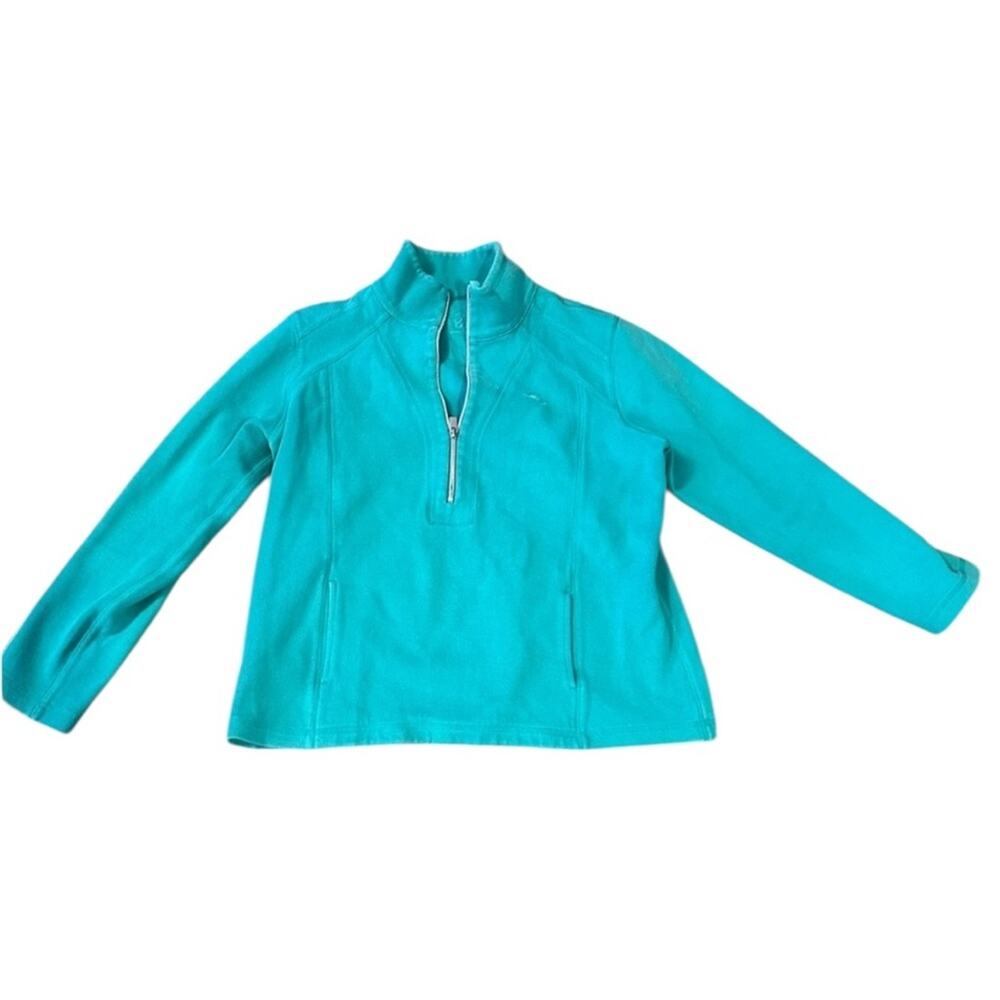 Womens Tommy Bahama Teal Quarter Zip Size Large Pullover w front pockets